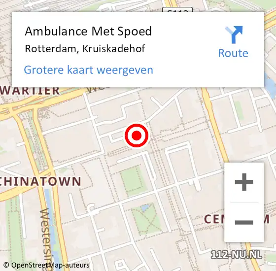 Locatie op kaart van de 112 melding: Ambulance Met Spoed Naar Rotterdam, Kruiskadehof op 28 januari 2020 15:24