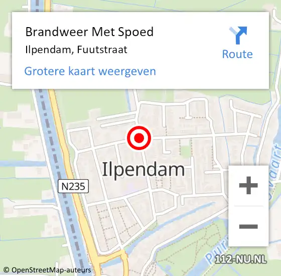 Locatie op kaart van de 112 melding: Brandweer Met Spoed Naar Ilpendam, Fuutstraat op 28 januari 2020 16:02