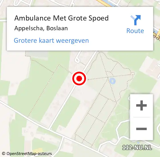 Locatie op kaart van de 112 melding: Ambulance Met Grote Spoed Naar Appelscha, Boslaan op 28 januari 2020 16:25