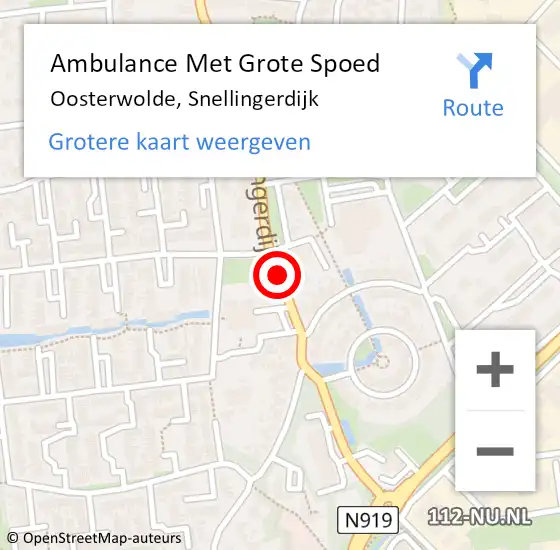 Locatie op kaart van de 112 melding: Ambulance Met Grote Spoed Naar Oosterwolde, Snellingerdijk op 28 januari 2020 16:48