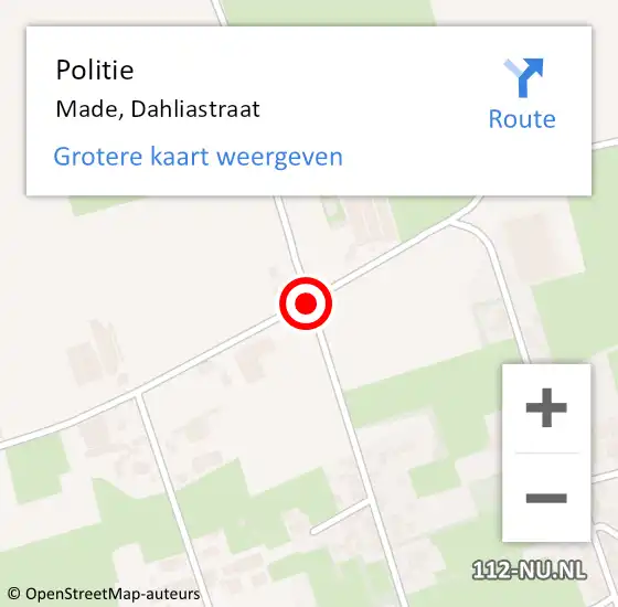 Locatie op kaart van de 112 melding: Politie Made, Dahliastraat op 28 januari 2020 17:03