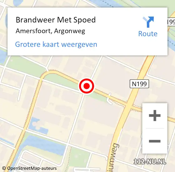 Locatie op kaart van de 112 melding: Brandweer Met Spoed Naar Amersfoort, Argonweg op 28 januari 2020 17:38