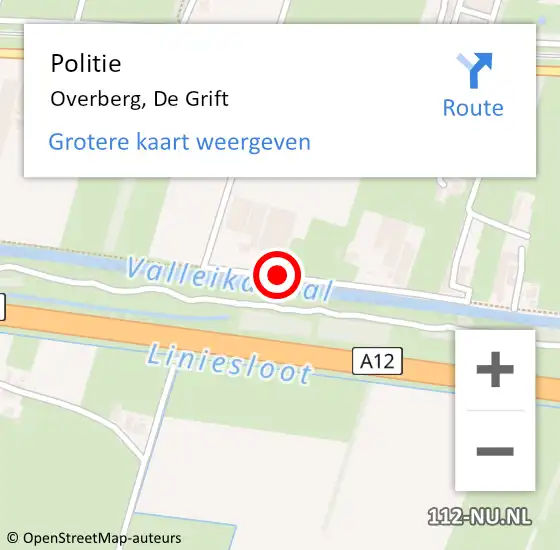 Locatie op kaart van de 112 melding: Politie Overberg, De Grift op 28 januari 2020 17:41