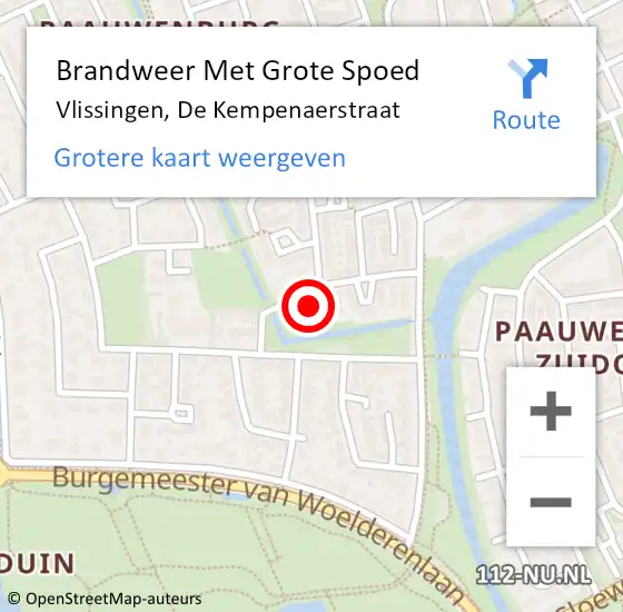 Locatie op kaart van de 112 melding: Brandweer Met Grote Spoed Naar Vlissingen, De Kempenaerstraat op 28 januari 2020 17:53