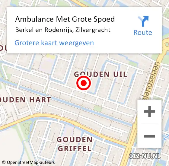 Locatie op kaart van de 112 melding: Ambulance Met Grote Spoed Naar Berkel en Rodenrijs, Zilvergracht op 28 januari 2020 17:58