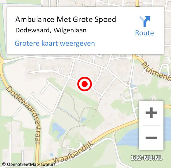 Locatie op kaart van de 112 melding: Ambulance Met Grote Spoed Naar Dodewaard, Wilgenlaan op 28 januari 2020 18:00
