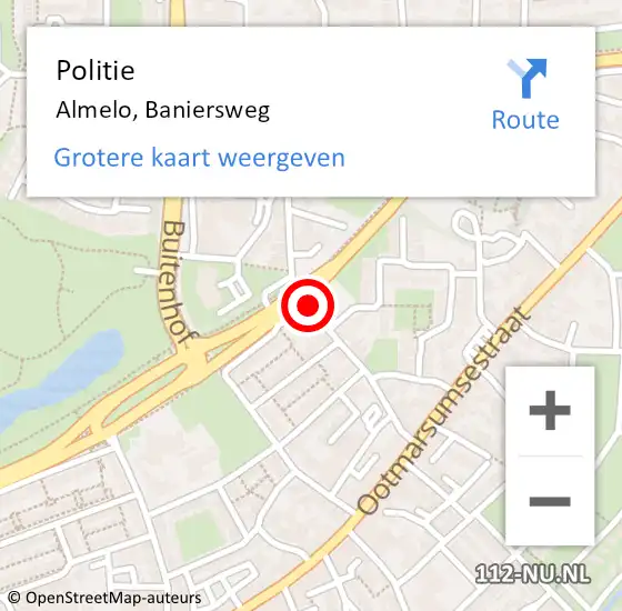 Locatie op kaart van de 112 melding: Politie Almelo, Baniersweg op 28 januari 2020 18:38