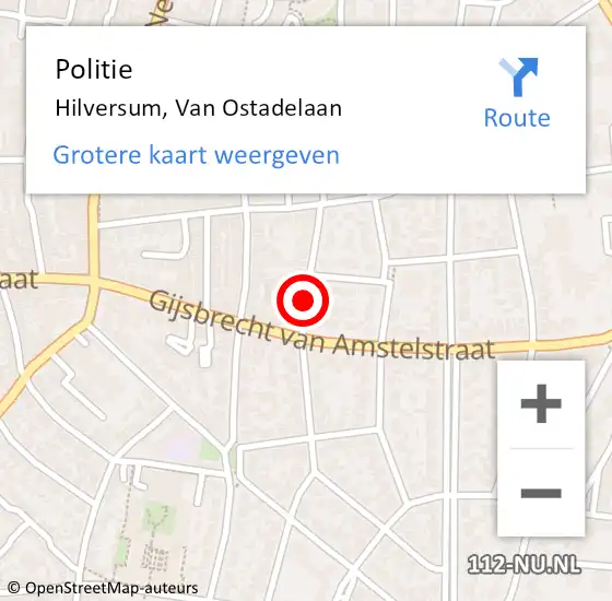 Locatie op kaart van de 112 melding: Politie Hilversum, Van Ostadelaan op 28 januari 2020 18:39