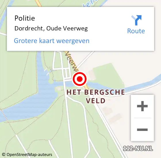 Locatie op kaart van de 112 melding: Politie Dordrecht, Oude Veerweg op 28 januari 2020 19:06