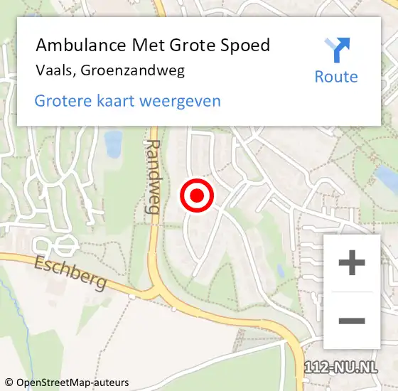 Locatie op kaart van de 112 melding: Ambulance Met Grote Spoed Naar Vaals, Groenzandweg op 30 september 2013 08:55