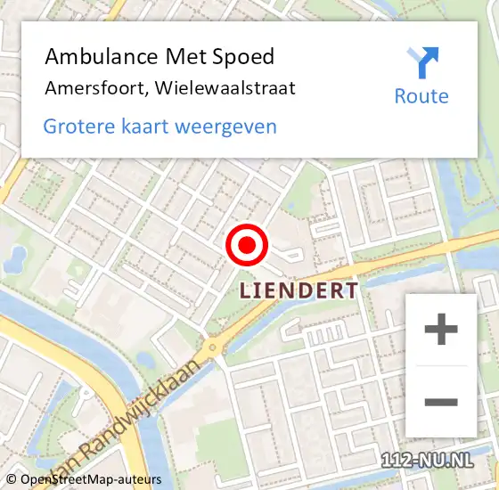 Locatie op kaart van de 112 melding: Ambulance Met Spoed Naar Amersfoort, Wielewaalstraat op 28 januari 2020 19:35