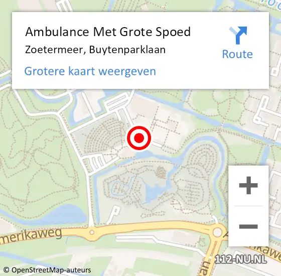 Locatie op kaart van de 112 melding: Ambulance Met Grote Spoed Naar Zoetermeer, Buytenparklaan op 28 januari 2020 20:16
