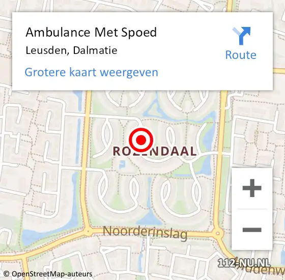 Locatie op kaart van de 112 melding: Ambulance Met Spoed Naar Leusden, Dalmatie op 28 januari 2020 21:29