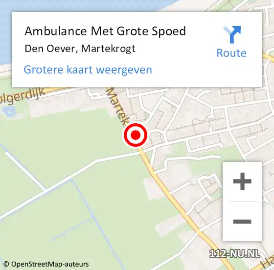 Locatie op kaart van de 112 melding: Ambulance Met Grote Spoed Naar Den Oever, Martekrogt op 26 april 2014 20:09