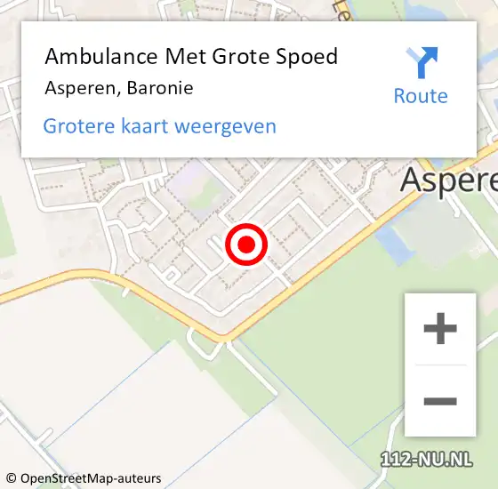 Locatie op kaart van de 112 melding: Ambulance Met Grote Spoed Naar Asperen, Baronie op 28 januari 2020 22:33