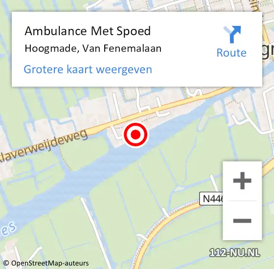 Locatie op kaart van de 112 melding: Ambulance Met Spoed Naar Hoogmade, Van Fenemalaan op 26 april 2014 20:15