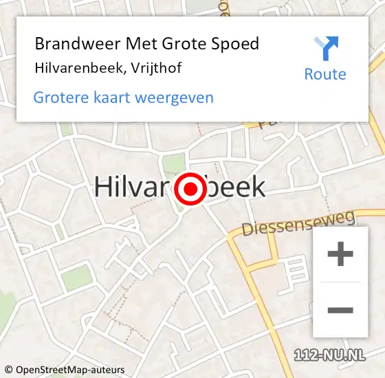 Locatie op kaart van de 112 melding: Brandweer Met Grote Spoed Naar Hilvarenbeek, Vrijthof op 29 januari 2020 01:40