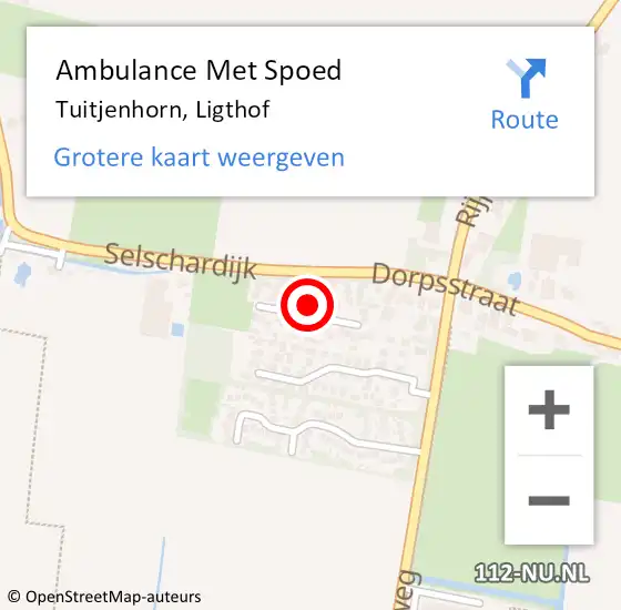 Locatie op kaart van de 112 melding: Ambulance Met Spoed Naar Tuitjenhorn, Ligthof op 29 januari 2020 02:35