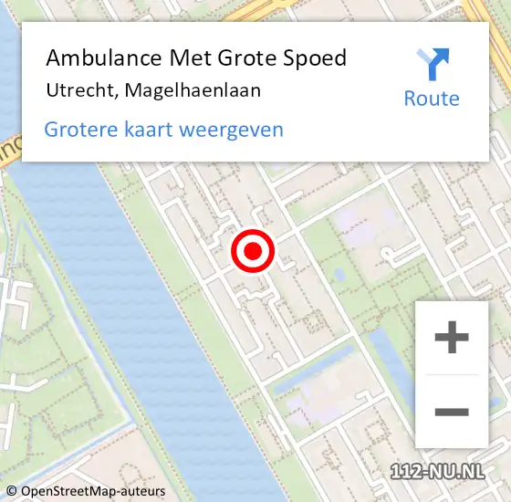 Locatie op kaart van de 112 melding: Ambulance Met Grote Spoed Naar Utrecht, Magelhaenlaan op 29 januari 2020 02:36