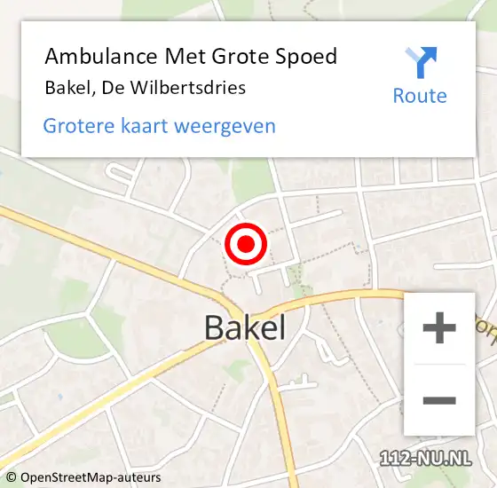 Locatie op kaart van de 112 melding: Ambulance Met Grote Spoed Naar Bakel, De Wilbertsdries op 29 januari 2020 04:08