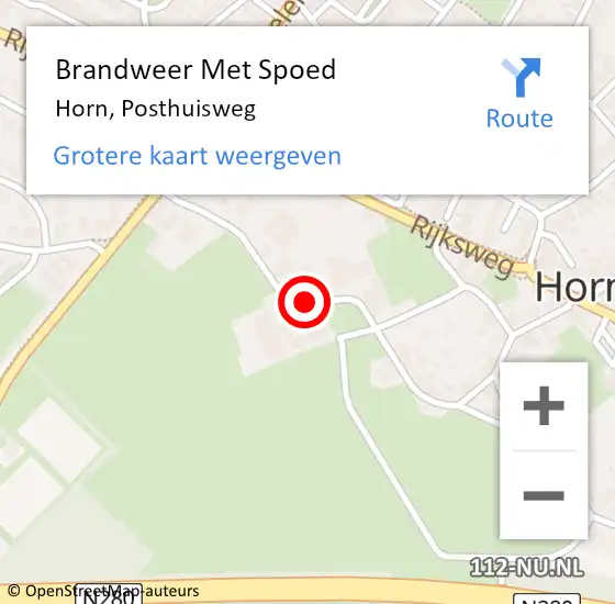 Locatie op kaart van de 112 melding: Brandweer Met Spoed Naar Horn, Posthuisweg op 29 januari 2020 04:40