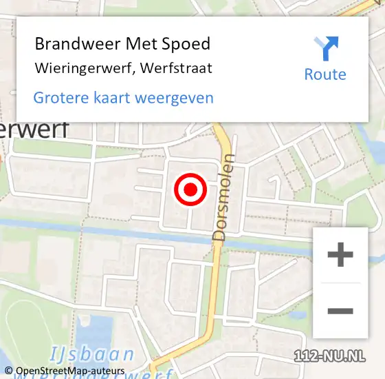 Locatie op kaart van de 112 melding: Brandweer Met Spoed Naar Wieringerwerf, Werfstraat op 29 januari 2020 05:51