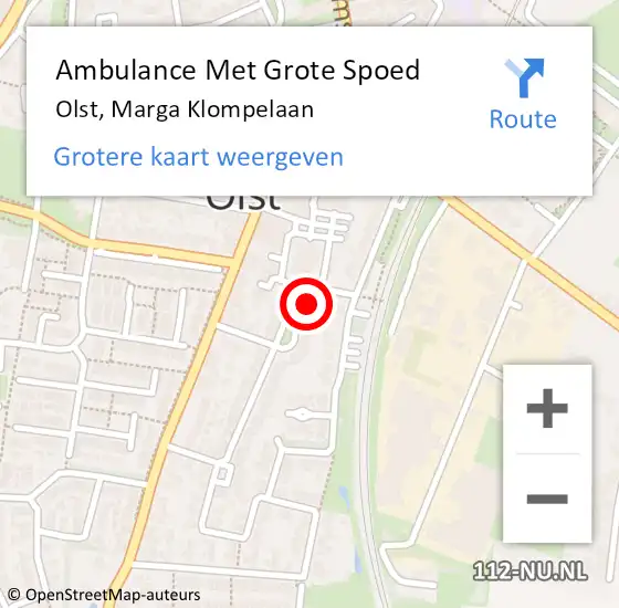 Locatie op kaart van de 112 melding: Ambulance Met Grote Spoed Naar Olst, Marga Klompelaan op 26 april 2014 20:27