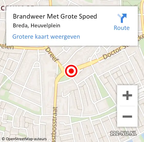 Locatie op kaart van de 112 melding: Brandweer Met Grote Spoed Naar Breda, Heuvelplein op 29 januari 2020 08:10