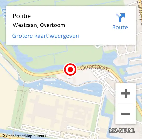 Locatie op kaart van de 112 melding: Politie Westzaan, Overtoom op 26 april 2014 20:33