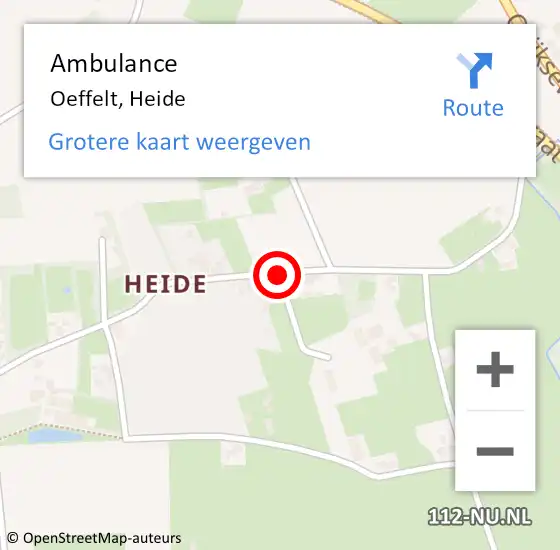 Locatie op kaart van de 112 melding: Ambulance Oeffelt, Heide op 29 januari 2020 09:48