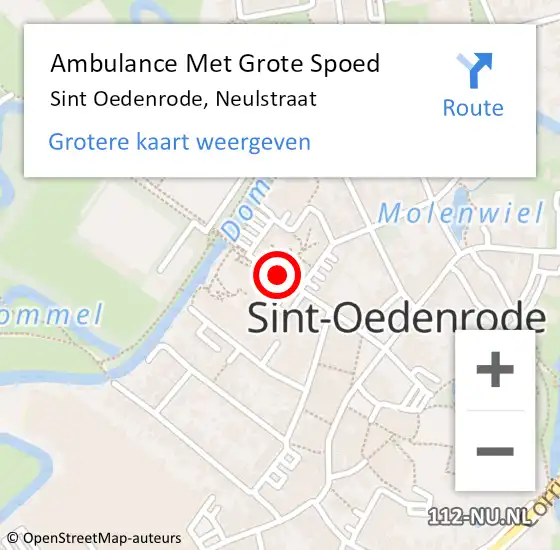 Locatie op kaart van de 112 melding: Ambulance Met Grote Spoed Naar Sint Oedenrode, Neulstraat op 29 januari 2020 09:56