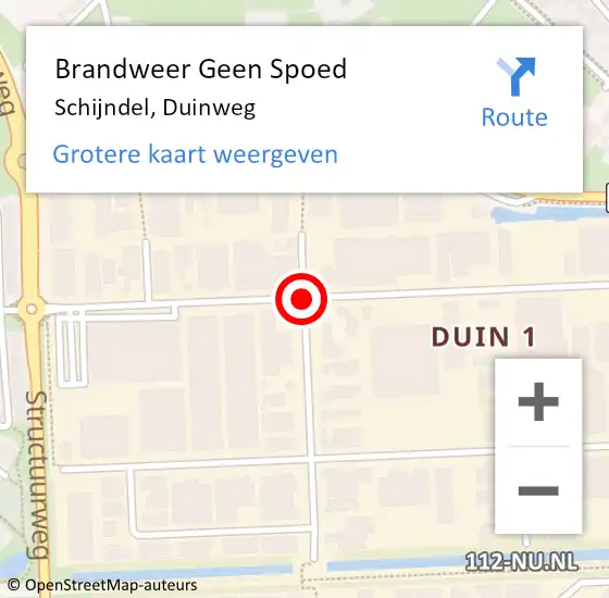Locatie op kaart van de 112 melding: Brandweer Geen Spoed Naar Schijndel, Duinweg op 29 januari 2020 10:29