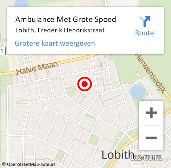 Locatie op kaart van de 112 melding: Ambulance Met Grote Spoed Naar Lobith, Frederik Hendrikstraat op 29 januari 2020 10:44