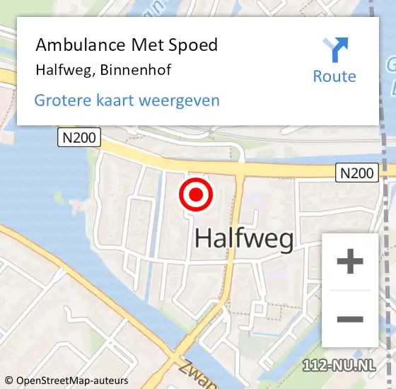 Locatie op kaart van de 112 melding: Ambulance Met Spoed Naar Halfweg, Binnenhof op 29 januari 2020 11:02