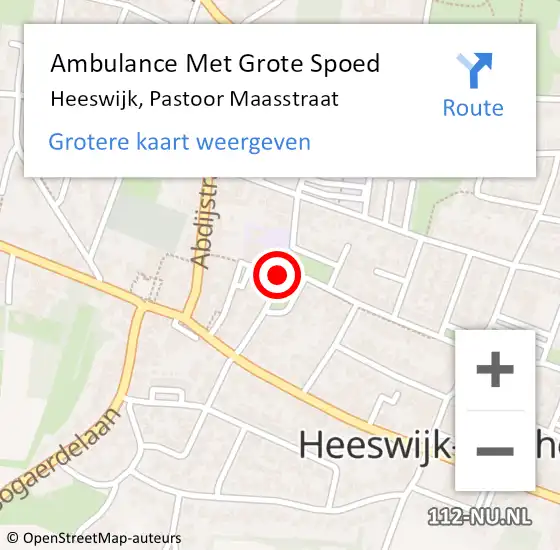 Locatie op kaart van de 112 melding: Ambulance Met Grote Spoed Naar Heeswijk, Pastoor Maasstraat op 29 januari 2020 11:15