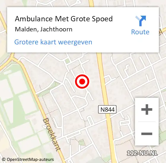 Locatie op kaart van de 112 melding: Ambulance Met Grote Spoed Naar Malden, Jachthoorn op 29 januari 2020 12:05