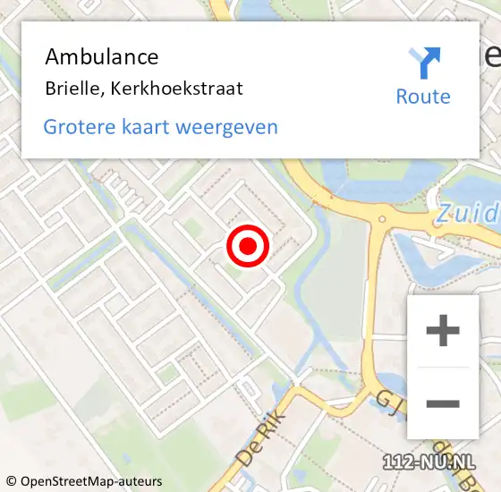 Locatie op kaart van de 112 melding: Ambulance Brielle, Kerkhoekstraat op 29 januari 2020 13:05