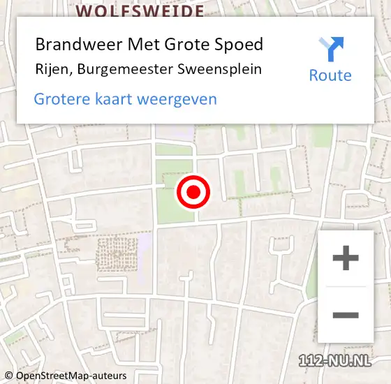 Locatie op kaart van de 112 melding: Brandweer Met Grote Spoed Naar Rijen, Burgemeester Sweensplein op 29 januari 2020 13:10