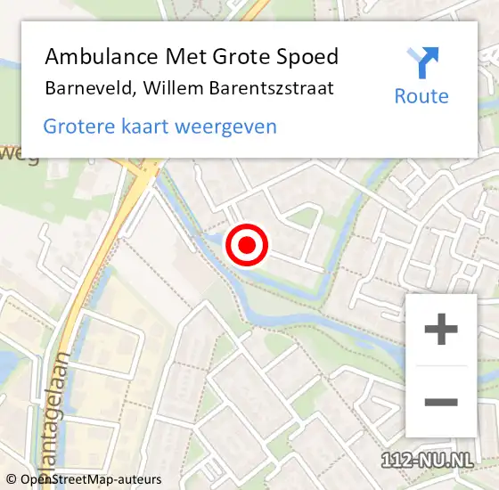 Locatie op kaart van de 112 melding: Ambulance Met Grote Spoed Naar Barneveld, Willem Barentszstraat op 29 januari 2020 13:18