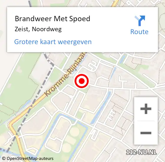 Locatie op kaart van de 112 melding: Brandweer Met Spoed Naar Zeist, Noordweg op 29 januari 2020 13:41