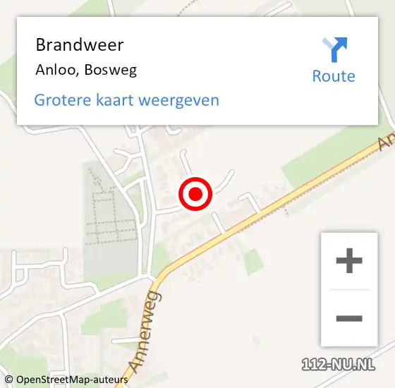 Locatie op kaart van de 112 melding: Brandweer Anloo, Bosweg op 29 januari 2020 15:40