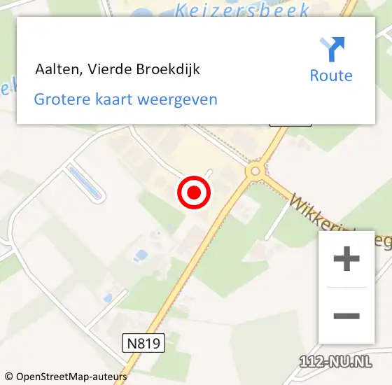 Locatie op kaart van de 112 melding:  Aalten, Vierde Broekdijk op 29 januari 2020 16:45