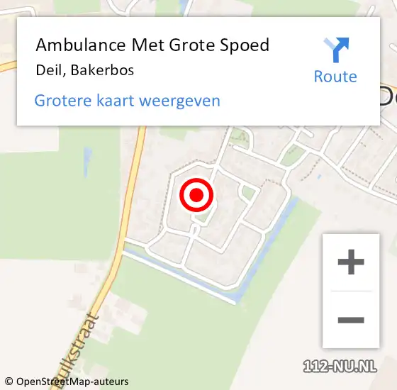 Locatie op kaart van de 112 melding: Ambulance Met Grote Spoed Naar Deil, Bakerbos op 29 januari 2020 17:23