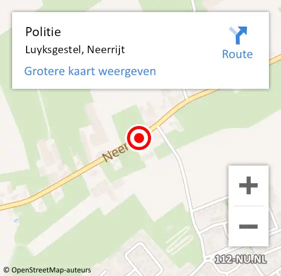 Locatie op kaart van de 112 melding: Politie Luyksgestel, Neerrijt op 29 januari 2020 17:30