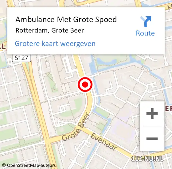 Locatie op kaart van de 112 melding: Ambulance Met Grote Spoed Naar Rotterdam, Grote Beer op 29 januari 2020 17:38
