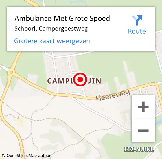 Locatie op kaart van de 112 melding: Ambulance Met Grote Spoed Naar Schoorl, Campergeestweg op 29 januari 2020 18:57