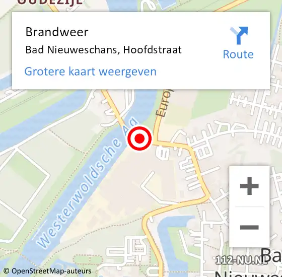 Locatie op kaart van de 112 melding: Brandweer Bad Nieuweschans, Hoofdstraat op 29 januari 2020 19:12