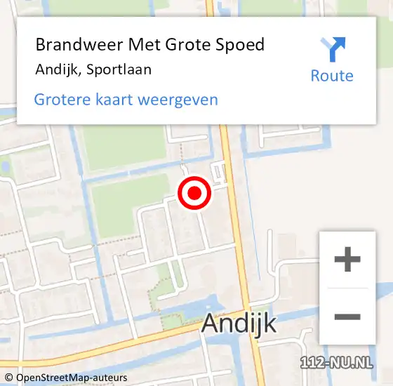 Locatie op kaart van de 112 melding: Brandweer Met Grote Spoed Naar Andijk, Sportlaan op 29 januari 2020 19:20