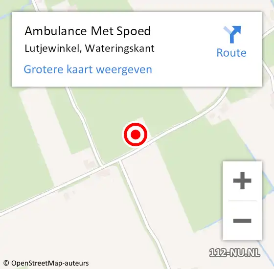 Locatie op kaart van de 112 melding: Ambulance Met Spoed Naar Lutjewinkel, Wateringskant op 29 januari 2020 19:29