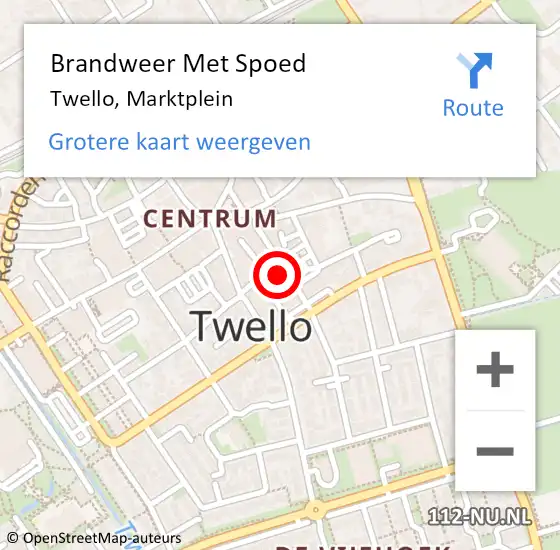 Locatie op kaart van de 112 melding: Brandweer Met Spoed Naar Twello, Marktplein op 29 januari 2020 19:29